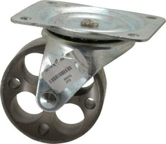 Albion - 4" Diam x 1-1/2" Wide x 5" OAH Top Plate Mount Swivel Caster - Cast Iron, 450 Lb Capacity, Plain Bearing, 4 x 5-1/8" Plate - Apex Tool & Supply