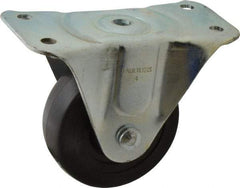 Albion - 4" Diam x 1-5/16" Wide x 5" OAH Top Plate Mount Rigid Caster - Soft Rubber, 225 Lb Capacity, Self-Lubricating Bearing, 3-1/8 x 6-1/4" Plate - Apex Tool & Supply