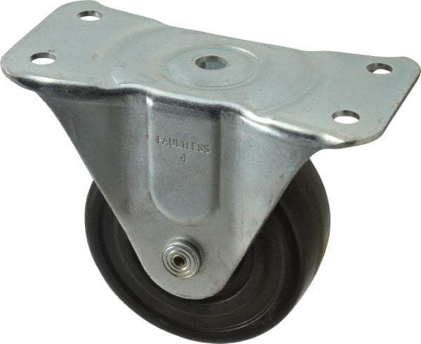 Albion - 4" Diam x 1-5/8" Wide x 5" OAH Top Plate Mount Rigid Caster - Phenolic, 450 Lb Capacity, Roller Bearing, 3-1/8 x 6-1/4" Plate - Apex Tool & Supply
