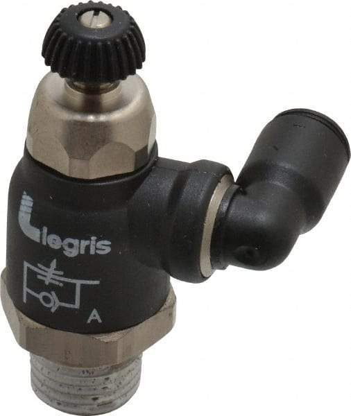 Legris - 1/4" Tube OD x 1/4" Male NPT Compact Swivel Outlet Flow Control Regulator - 0 to 145 psi & Nylon Material - Apex Tool & Supply