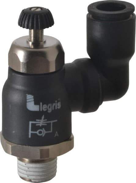Legris - 3/8" Tube OD x 1/4" Male NPT Compact Swivel Outlet Flow Control Regulator - 0 to 145 psi & Nylon Material - Apex Tool & Supply