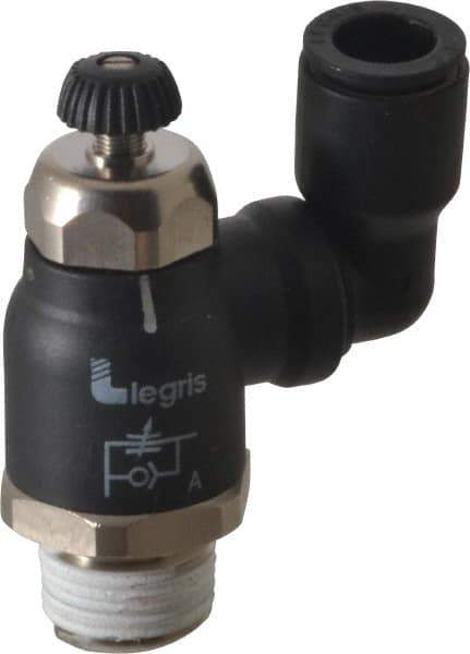 Legris - 3/8" Tube OD x 3/8" Male NPT Compact Swivel Outlet Flow Control Regulator - 0 to 145 psi & Nylon Material - Apex Tool & Supply