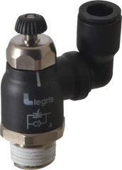 Legris - 3/8" Tube OD x 3/8" Male NPT Compact Swivel Outlet Flow Control Regulator - 0 to 145 psi & Nylon Material - Apex Tool & Supply