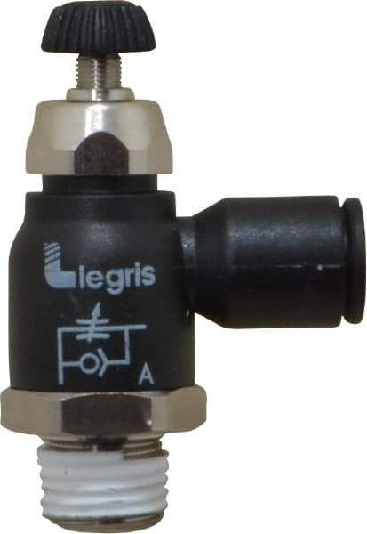 Legris - 8mm Tube OD x 1/4 Male BSPT Compact Meter Out Flow Control Valve - 14.5 to 145 psi, Nylon - Apex Tool & Supply