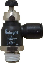 Legris - 8mm Tube OD x 1/4 Male BSPT Compact Meter Out Flow Control Valve - 14.5 to 145 psi, Nylon - Apex Tool & Supply