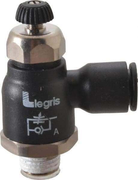 Legris - 10mm Tube OD x 1/4 Male BSPT Compact Meter Out Flow Control Valve - 14.5 to 145 psi, Nylon - Apex Tool & Supply