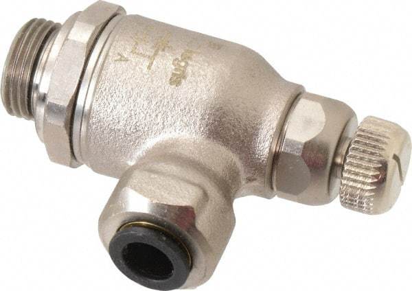 Legris - 8mm Tube OD x 3/8" BSPP Metal Flow Control Regulator - 0 to 145 psi, Buna Nitrile O-Ring & Treated Brass Material - Apex Tool & Supply
