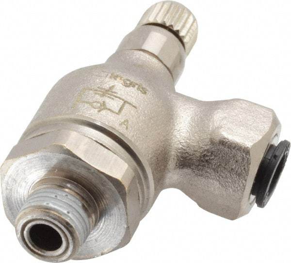 Legris - 1/4" Tube OD x 1/8" NPT Metal Flow Control Regulator - 0 to 145 psi & Treated Brass Material - Apex Tool & Supply