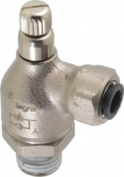 Legris - 1/4" Tube OD x 1/4" NPT Metal Flow Control Regulator - 0 to 145 psi & Treated Brass Material - Apex Tool & Supply
