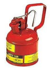 Justrite - 1 Qt Steel Type I Safety Can - 8-1/4" High x 4-3/8" Diam, Red - Apex Tool & Supply