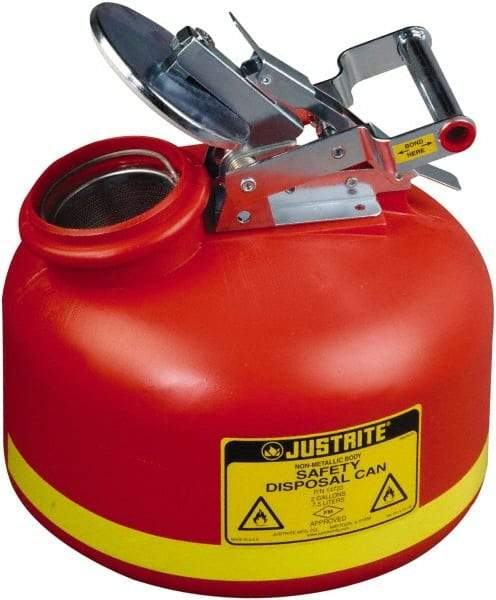 Justrite - Safety Disposal Cans Capacity (Gal.): 2.00 Material: Polyethylene - Apex Tool & Supply