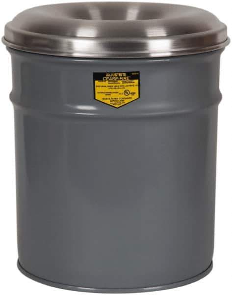 Justrite - 15 Gallon Complete Unit Fire Resistant Steel Drum and Head - 14-1/2 Inch Outside Diameter, 5-1/4 Inch Opening Diameter, 25-3/4 Inch High, FM and UL Standards - Apex Tool & Supply
