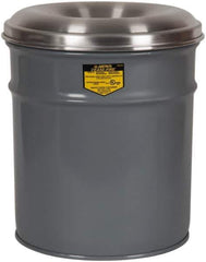Justrite - 12 Gallon Complete Unit Fire Resistant Steel Drum and Aluminum Head - 15-1/8 Inch Outside Diameter, 5-1/4 Inch Opening Diameter, 21 Inch High, FM and UL Standards - Apex Tool & Supply
