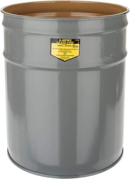 Justrite - 4-1/2 Gallon Fire Resistant Steel Drum - 11-7/8 Inch Outside Diameter, 13-1/4 Inch High, UL Standards - Apex Tool & Supply