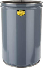 Justrite - 12 Gallon Fire Resistant Steel Drum - 14-1/2 Inch Outside Diameter, 20-1/4 Inch High, UL Standards - Apex Tool & Supply