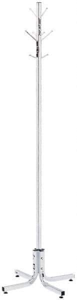 Safco - 4 Hooks, 21-1/2" Long x 21-1/2" Deep, Steel Floor Costumer - 69" High - Apex Tool & Supply