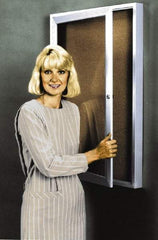 Ghent - 24" Wide x 36" High Enclosed Cork Bulletin Board - Tan - Apex Tool & Supply