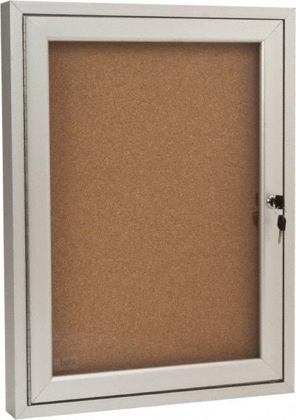 Ghent - 18" Wide x 24" High Enclosed Cork Bulletin Board - Tan - Apex Tool & Supply