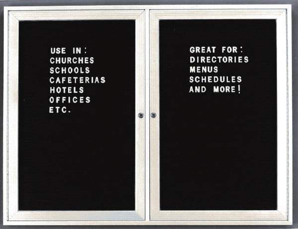 Ghent - 2 Door, 48 Inch Wide x 36 Inch High, Acrylic Enclosed Letter Board - Black - Apex Tool & Supply