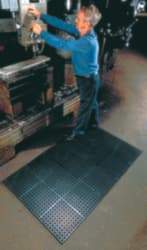 Wearwell - 3' Long x 30" Wide x 7/8" Thick, Anti-Fatigue Modular Matting Tiles - Black, For Dry & Wet Areas, Series 477 - Apex Tool & Supply