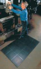 Wearwell - 4' Long x 3' Wide x 7/8" Thick, Anti-Fatigue Modular Matting Tiles - Black, For Dry & Wet Areas, Series 477 - Apex Tool & Supply