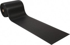 Wearwell - 60' Long x 2' Wide, Dry Environment, Anti-Fatigue Matting - Black, Vinyl with Vinyl Sponge Base, Rounded on 4 Sides - Apex Tool & Supply