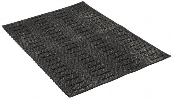 Wearwell - 3' Long x 2' Wide, Dry/Wet Environment, Anti-Fatigue Matting - Black, Vinyl with Vinyl Base, Beveled on 4 Sides - Apex Tool & Supply
