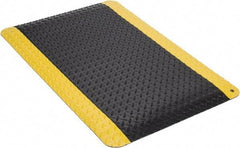 Wearwell - 3' Long x 2' Wide, Dry Environment, Anti-Fatigue Matting - Black with Yellow Borders, Vinyl with Nitrile Blend Base, Beveled on 4 Sides - Apex Tool & Supply