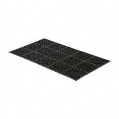 Wearwell - 5' Long x 3' Wide, Dry/Wet Environment, Anti-Fatigue Matting - Black, Natural Rubber with Rubber Base, Beveled on 4 Sides - Apex Tool & Supply