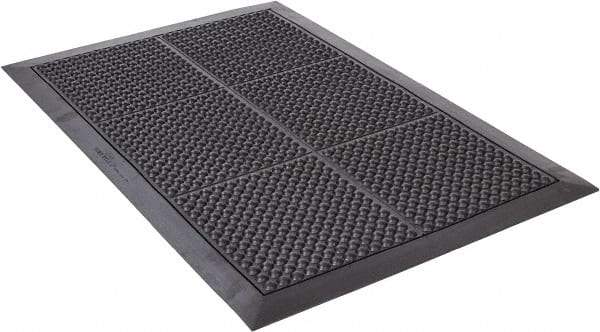 Wearwell - 3' Long x 2' Wide, Dry Environment, Anti-Fatigue Matting - Black, Natural Rubber with Rubber Base, Beveled on 4 Sides - Apex Tool & Supply