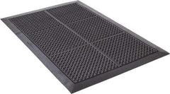 Wearwell - 3' Long x 2' Wide, Dry Environment, Anti-Fatigue Matting - Black, Natural Rubber with Rubber Base, Beveled on 4 Sides - Apex Tool & Supply