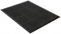 Wearwell - 4' Long x 3' Wide, Dry Environment, Anti-Fatigue Matting - Black, Natural Rubber with Rubber Base, Beveled on 4 Sides - Apex Tool & Supply