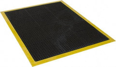 Wearwell - 4' Long x 3' Wide, Dry Environment, Anti-Fatigue Matting - Black with Yellow Borders, Natural Rubber with Rubber Base, Beveled on 4 Sides - Apex Tool & Supply
