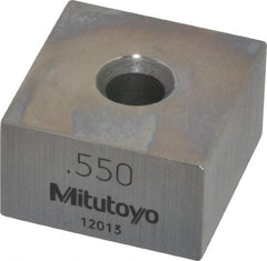 Mitutoyo - 0.55" Square Steel Gage Block - Accuracy Grade 0, Includes Certificate of Inspection - Apex Tool & Supply