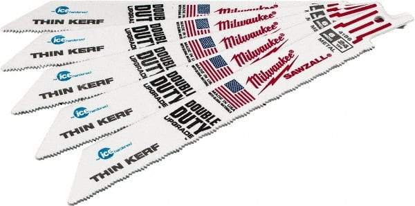 Milwaukee Tool - 6" Long x 3/4" Thick, Bi-Metal Reciprocating Saw Blade - Straight Profile, 24 TPI, Toothed Edge, Universal Shank - Apex Tool & Supply