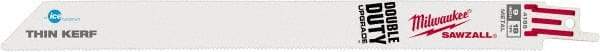 Milwaukee Tool - 9" Long x 3/4" Thick, Bi-Metal Reciprocating Saw Blade - Straight Profile, 18 TPI, Toothed Edge, Universal Shank - Apex Tool & Supply