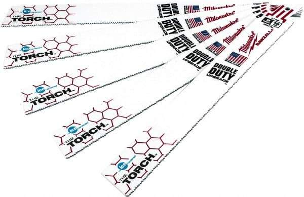 Milwaukee Tool - 9" Long x 1" Thick, Bi-Metal Reciprocating Saw Blade - Straight Profile, 18 TPI, Toothed Edge, Universal Shank - Apex Tool & Supply