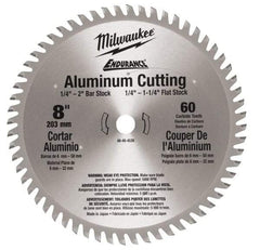 Milwaukee Tool - 8" Diam, 5/8" Arbor Hole Diam, 60 Tooth Wet & Dry Cut Saw Blade - Carbide-Tipped, Burr-Free & Smooth Action, Standard Round Arbor - Apex Tool & Supply
