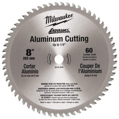 Milwaukee Tool - 8" Diam, 5/8" Arbor Hole Diam, 60 Tooth Wet & Dry Cut Saw Blade - Carbide-Tipped, Burr-Free & Smooth Action, Standard Round Arbor - Apex Tool & Supply