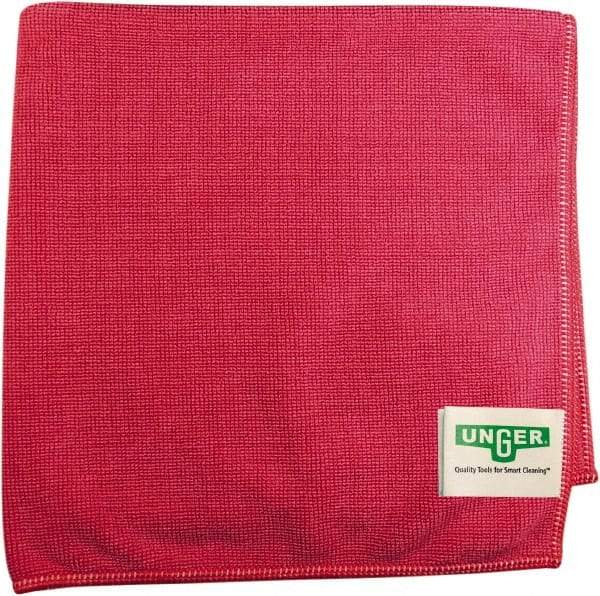 Unger - Flat Fold Microfiber Wipes - 16" x 15" Sheet Size, Red - Apex Tool & Supply