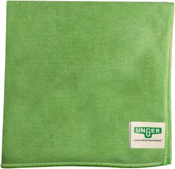 Unger - Flat Fold Microfiber Wipes - 16" x 15" Sheet Size, Green - Apex Tool & Supply