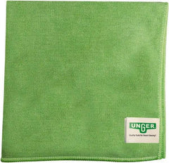 Unger - Flat Fold Microfiber Wipes - 16" x 15" Sheet Size, Green - Apex Tool & Supply