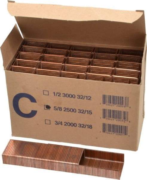 Made in USA - 1-1/4" Wide Carton Staples - 5/8" Leg Length - Apex Tool & Supply