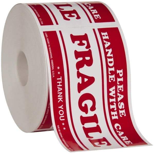 Made in USA - Fragile Please Handle With Care Shipping Label - 5" High x 3" Wide - Apex Tool & Supply
