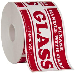 Made in USA - Glass Please Handle With Care Shipping Label - 5" High x 3" Wide - Apex Tool & Supply