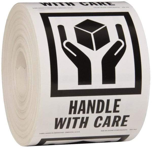 Made in USA - Handle With Care Shipping Label - 3" High x 4" Wide - Apex Tool & Supply