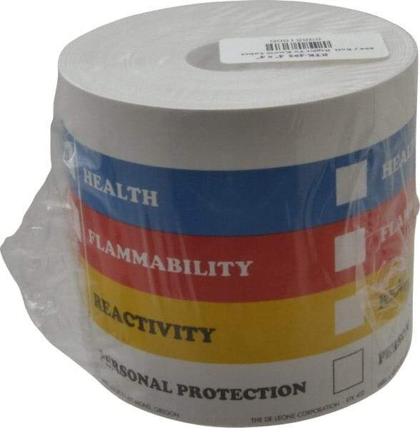 Made in USA - Health, Flammability, Reactivity, Personal Protection Shipping Label - 4" High x 4" Wide - Apex Tool & Supply