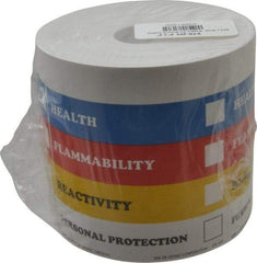 Made in USA - Health, Flammability, Reactivity, Personal Protection Shipping Label - 4" High x 4" Wide - Apex Tool & Supply