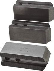 H & R Manufacturing - 1.5mm x 60° Serrated Attachment, Square Soft Lathe Chuck Jaw - 3 Jaws, Steel, 1.181" Btw Mount Hole Ctrs, 5" Long x 1-3/4" Wide x 2" High, 0.63" Groove, 12mm Fastener - Apex Tool & Supply