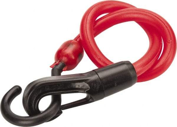 The Perfect Bungee - Stretch-n-Flex Web Tie Down with Molded in Hook & Safety Clasp - 18" OAL, Red - Apex Tool & Supply